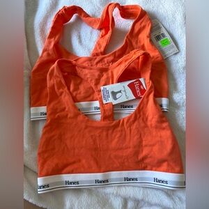 Hanes Orange Racerback Cotton Bralette Duo set